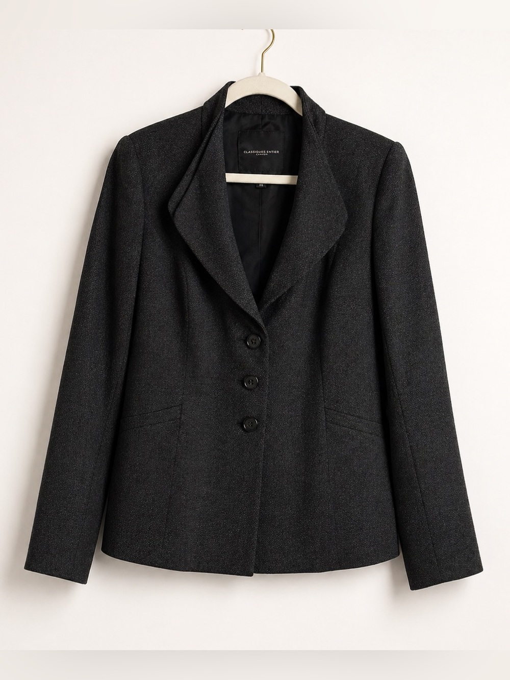 Classiques Entier‎ Atelier Black Textured Wool Blend Blazer Jacket 12 Career